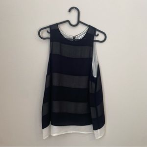 Chelsea and Walker black striped tank blouse